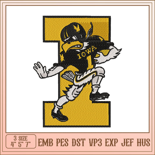 Iowa Football Player Embroidery Design in Three Sizes Available
