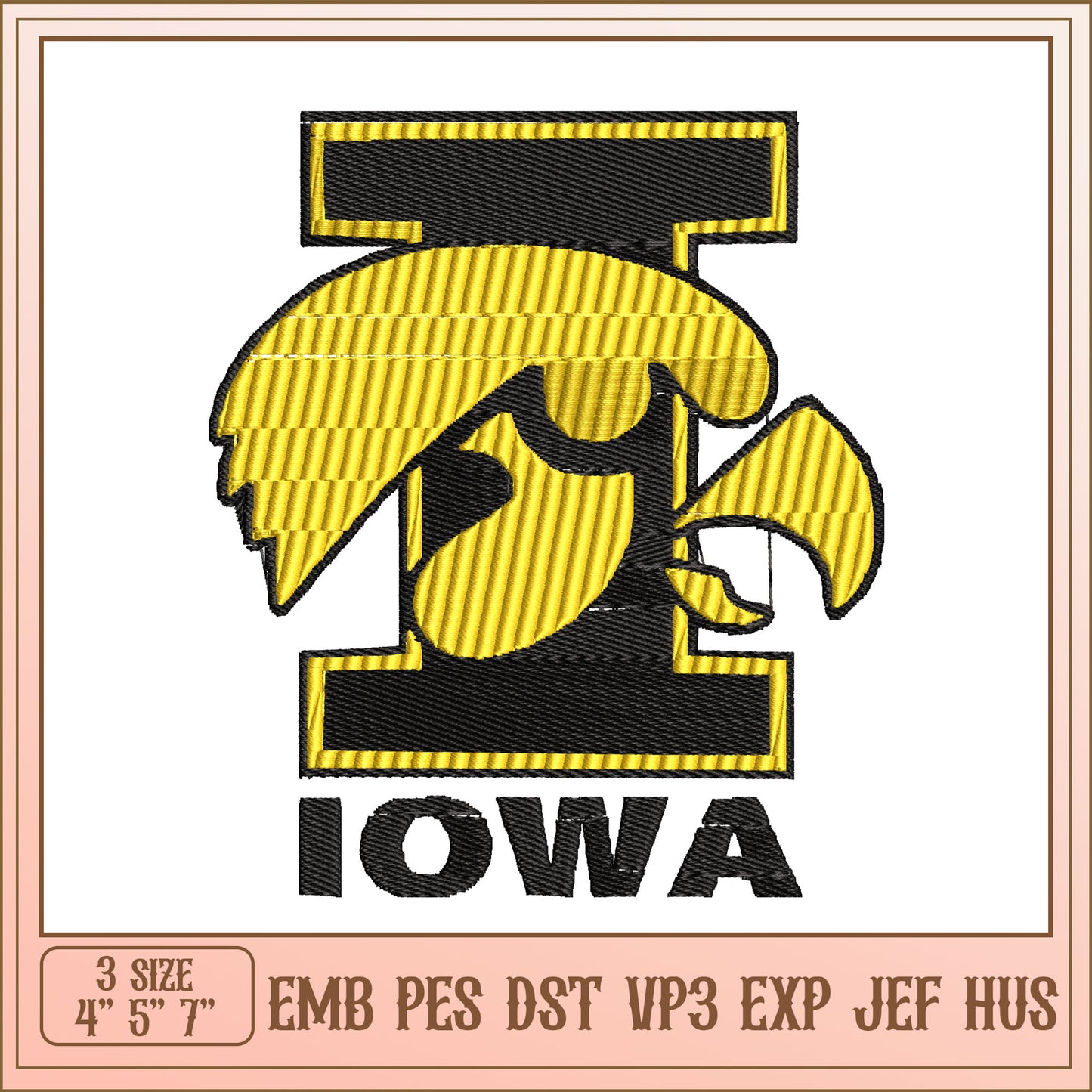 Iowa Hawkeye Embroidery Design