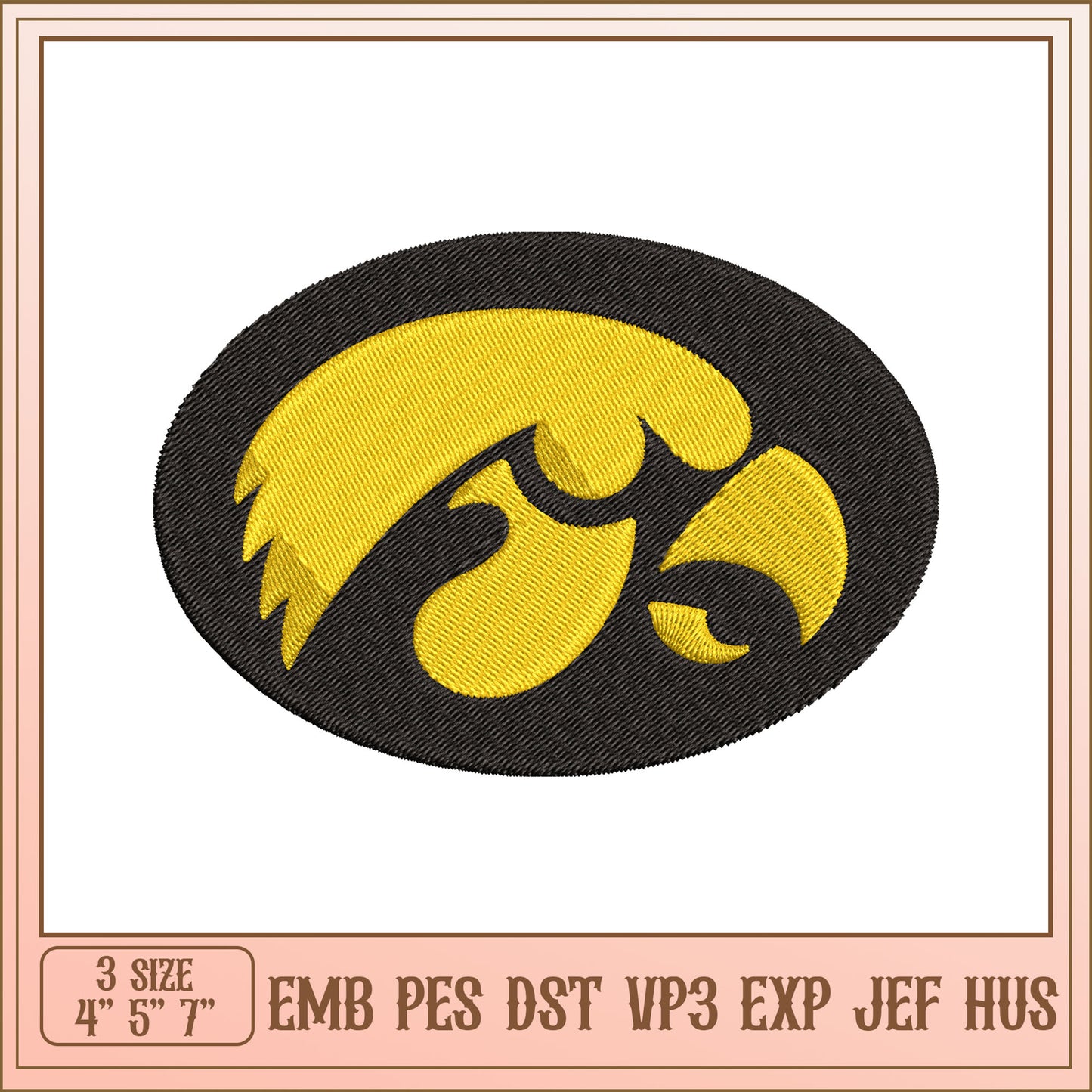 Iowa Hawkeyes Embroidery Design - 3 Sizes