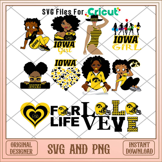 Iowa Hawkeyes girl svg, Iowa Hawkeyes svg bundle, NCAA svg
