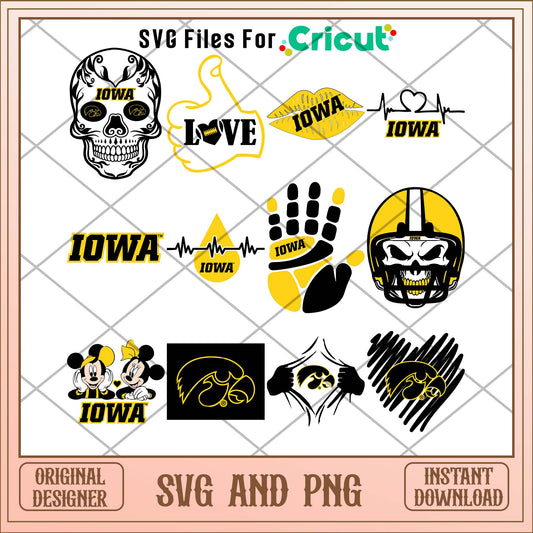 Iowa Hawkeyes skull svg, Iowa Hawkeyes svg bundle, NCAA svg