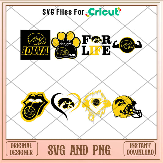Iowa Hawkeyes for life svg, Iowa Hawkeyes svg bundle, NCAA svg