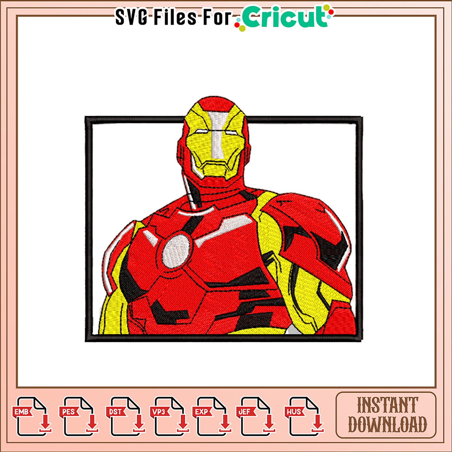 Iron Hero Embroidery Design Instant Download File