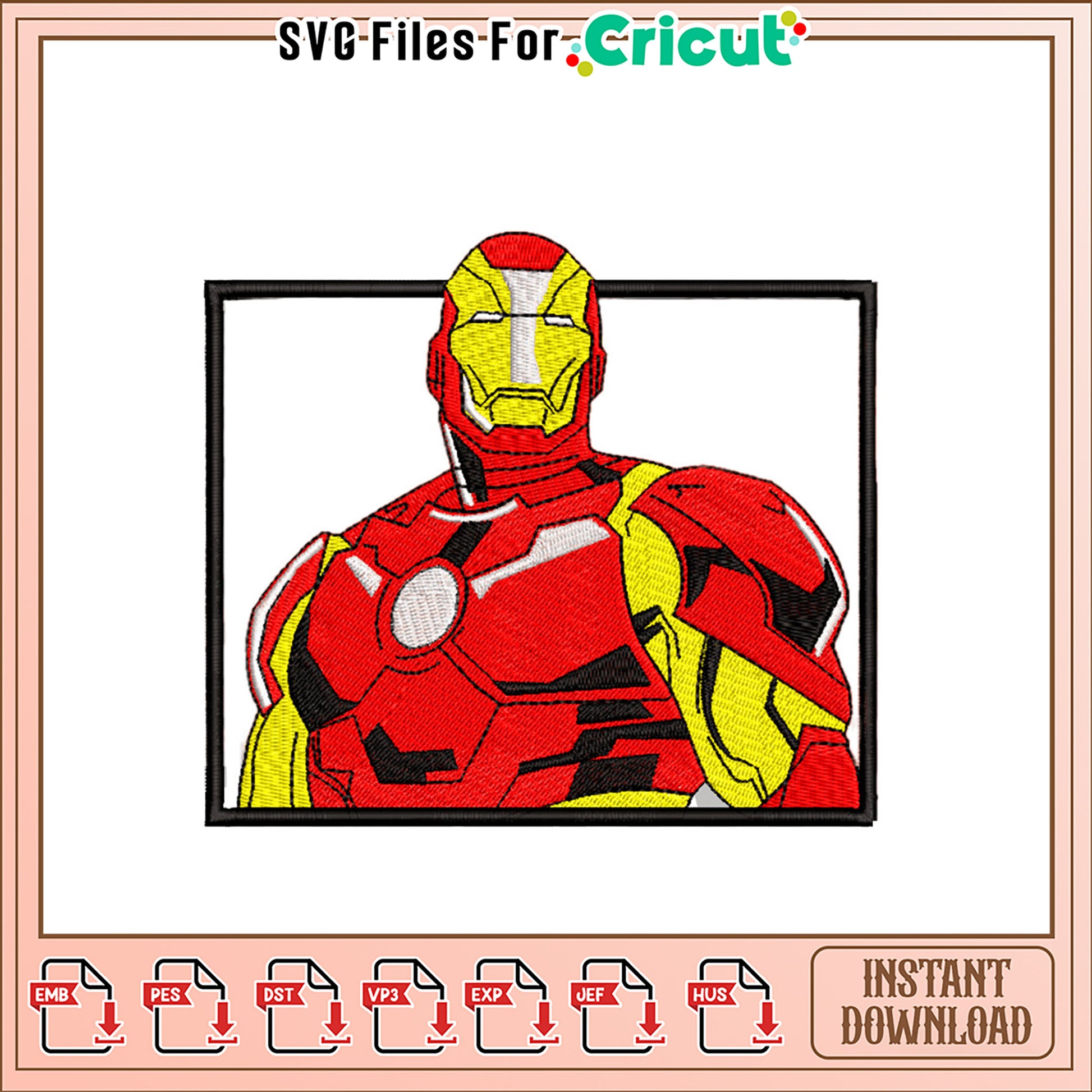 Iron Hero Embroidery Design Instant Download File