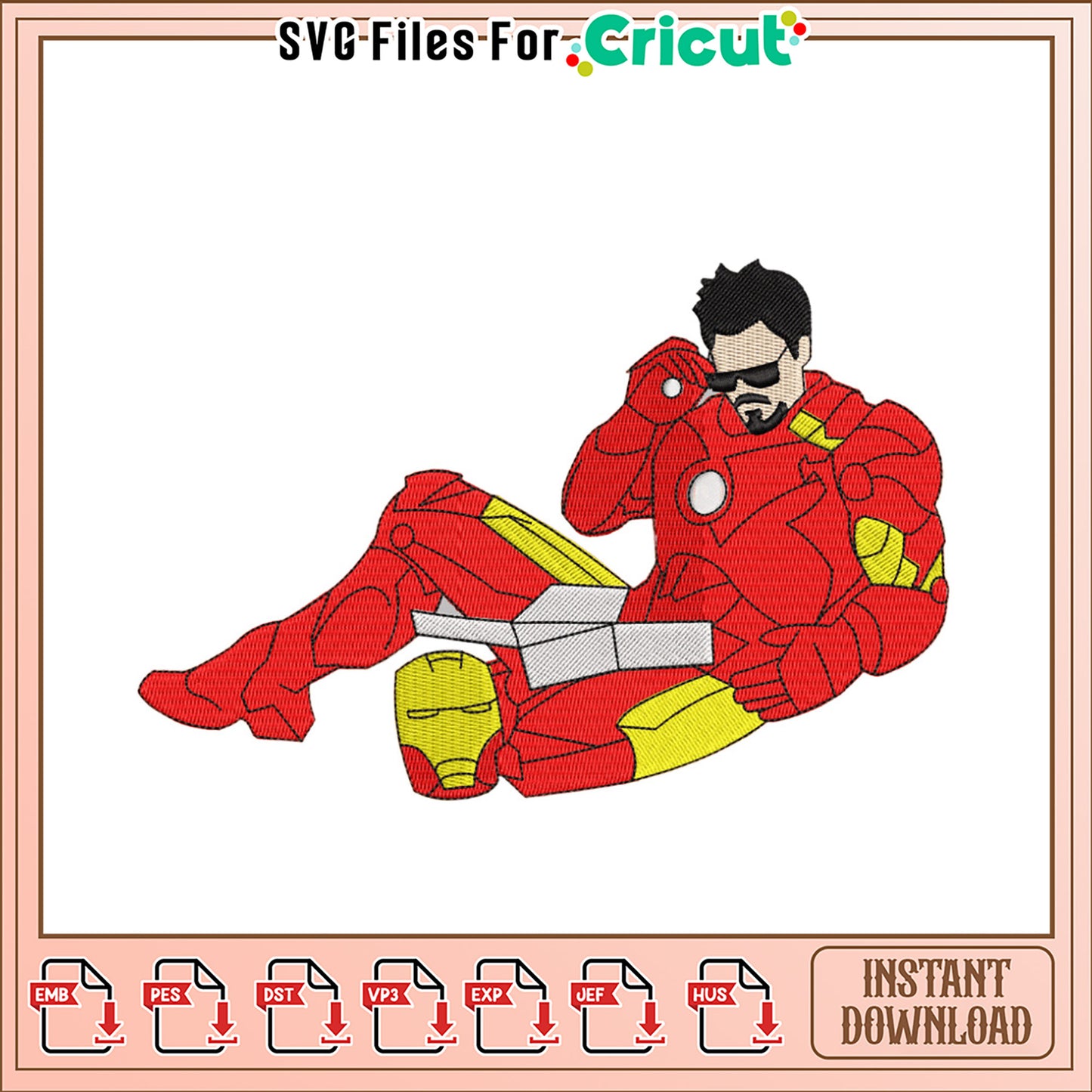 Iron Man Embroidery Design Instant Download