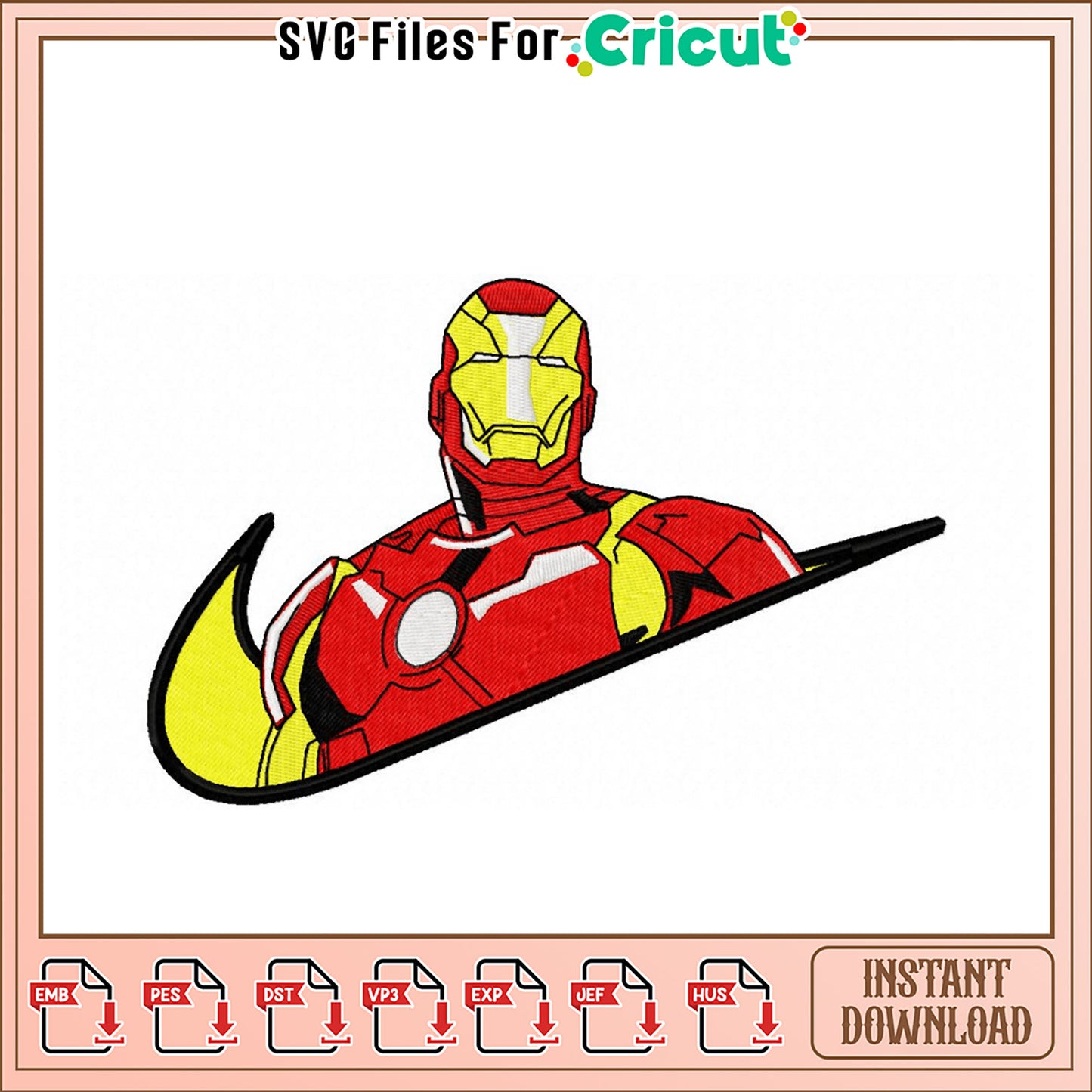 Iron Man Nike Embroidery Design Instant Download