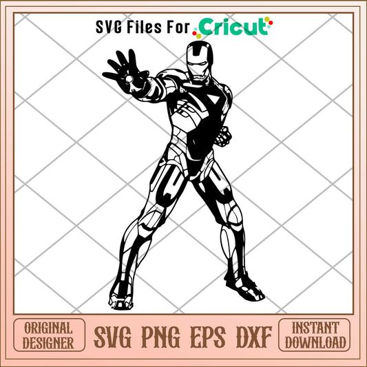 Iron man coloring black svg, maverl character svg, Digital Download