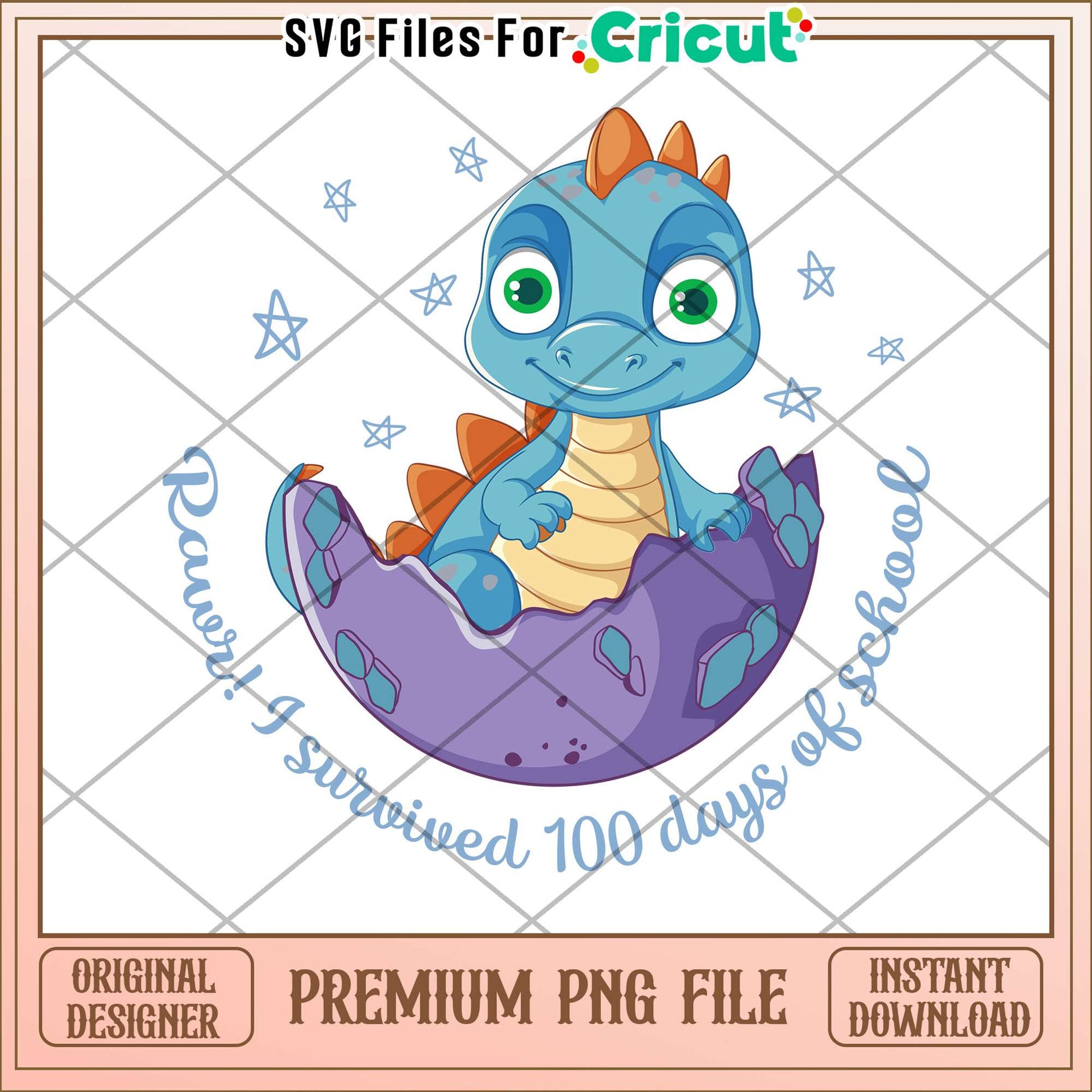 I survived 100 days of school png, dinosaur png, school days png