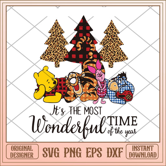 It's the most wonderful time of the year svg, Christmas Pooh svg bundle