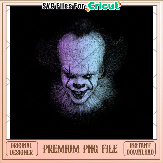It pennywise neon png, halloween png, halloween killers png