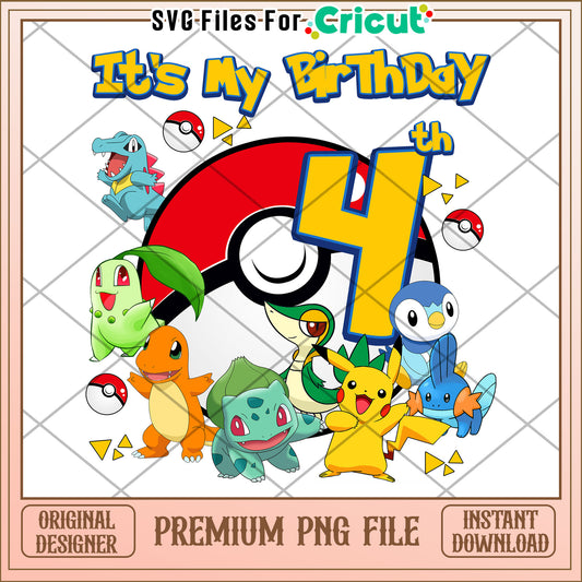 Its my birthday 4th png, pokemon png, pokemon pikachu png