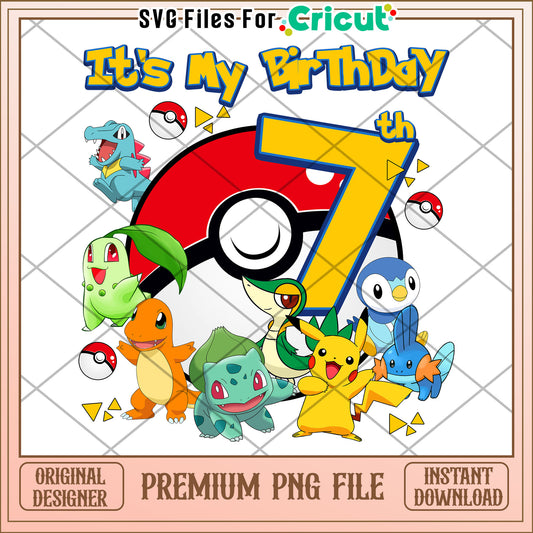 Its my birthday 7th png, pokemon png, pokemon pikachu png