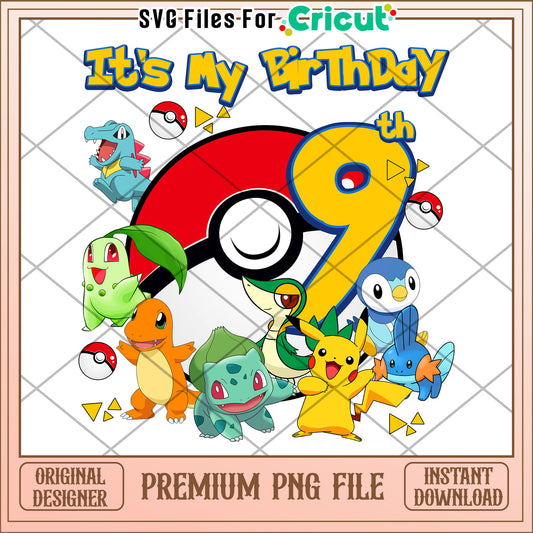 Its my birthday 9th png, pokemon png, pokemon pikachu png