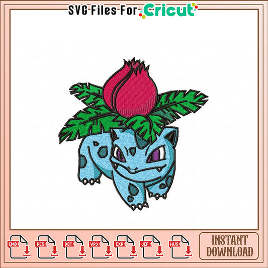 Ivy Bulbasaur Embroidery Design Instant Download