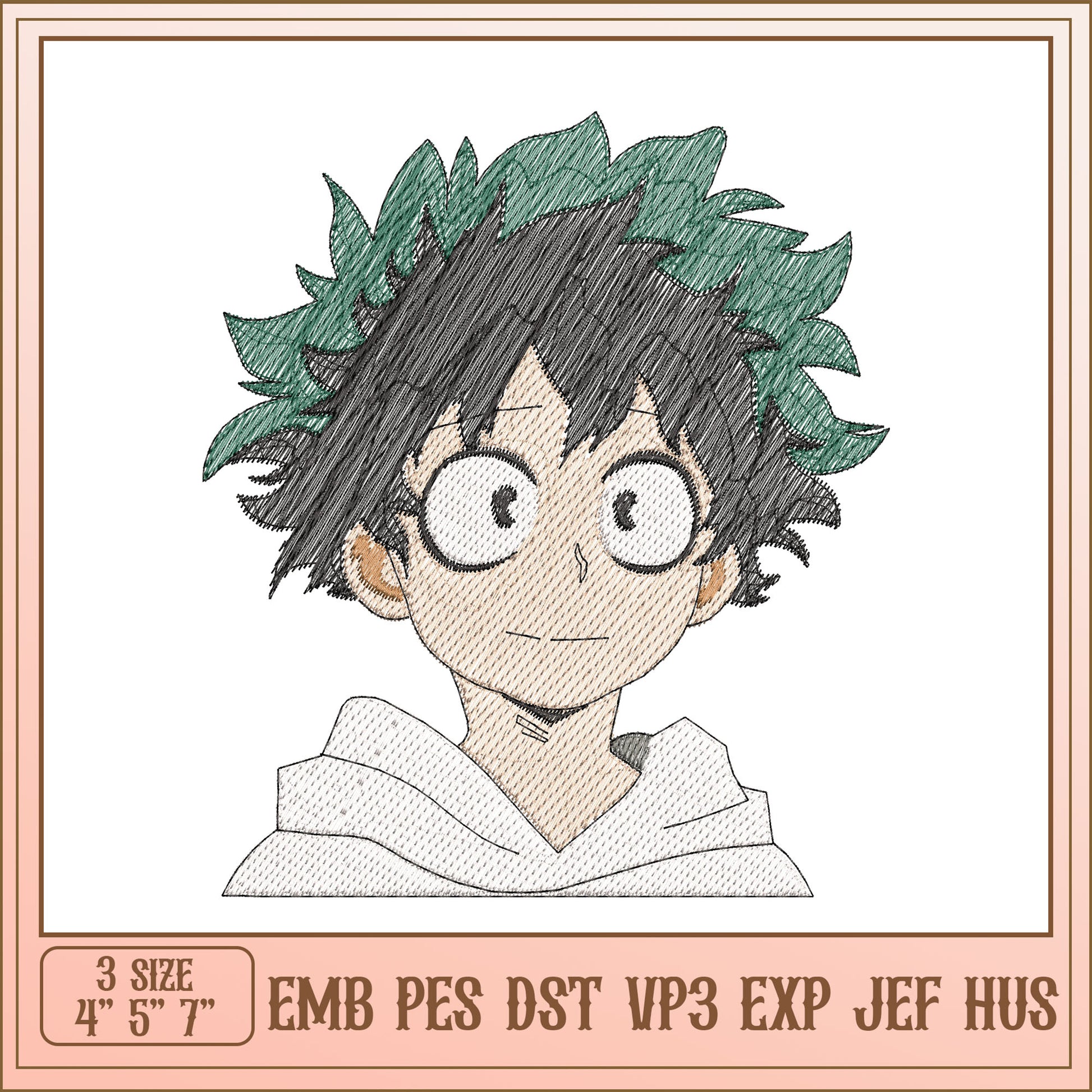 Izuku Midoriya Embroidery Design