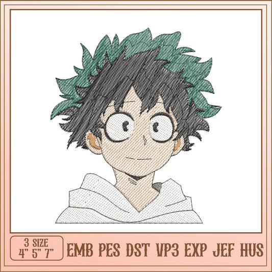 Izuku Midoriya Embroidery Design
