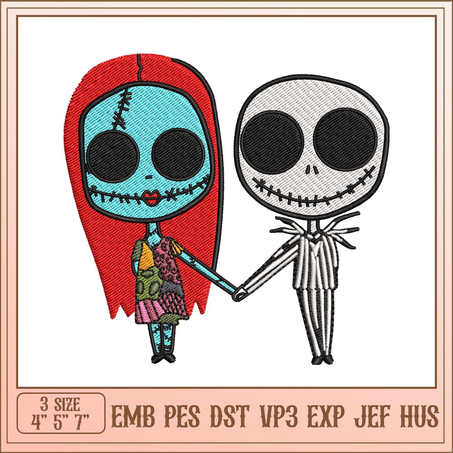 Jack Sally Embroidery Design