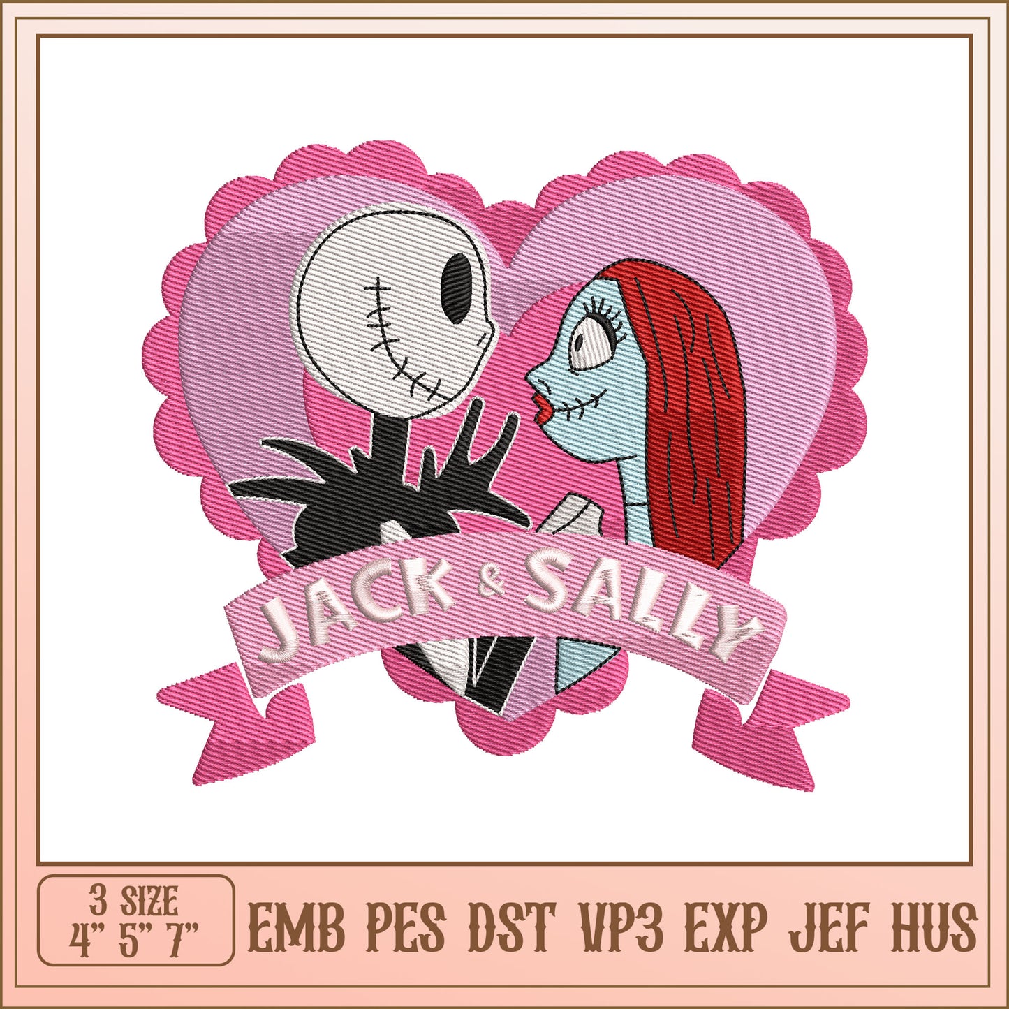 Jack Sally Embroidery Design