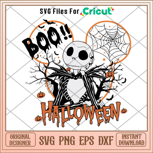 Jack Skellington Boo halloween svg, The Nightmare Before characters svg, Digital Download
