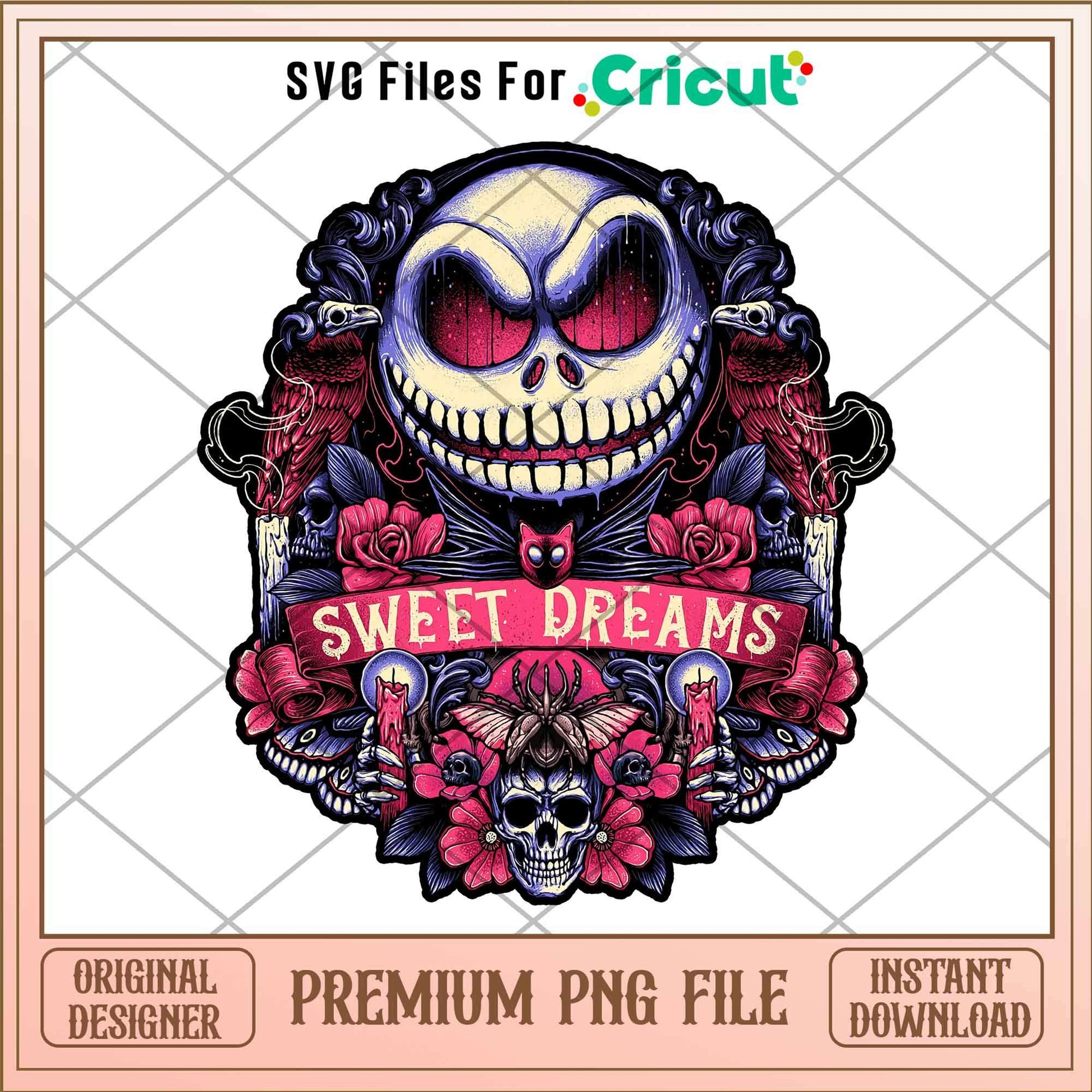 Jack Skellington Sweet Dreams png,  Horror characters png, Digital Download