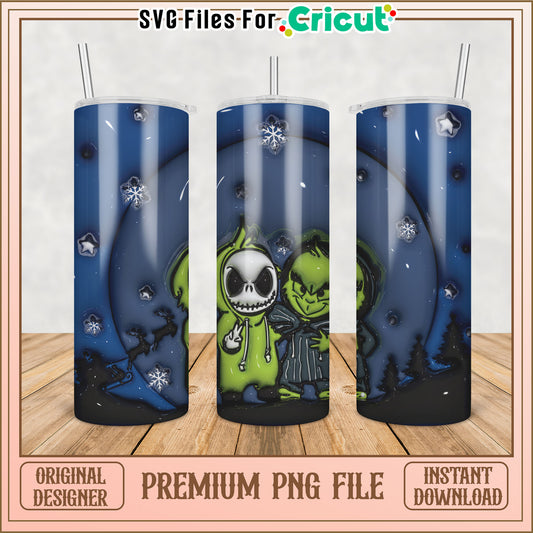 Jack & Grinch Christmas Tumbler PNG