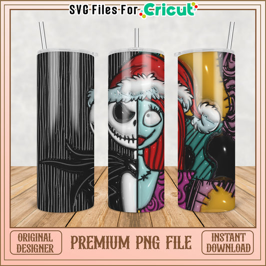 Jack & Sally Christmas Tumbler PNG