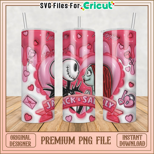 Jack & Sally Valentine Tumbler PNG Design