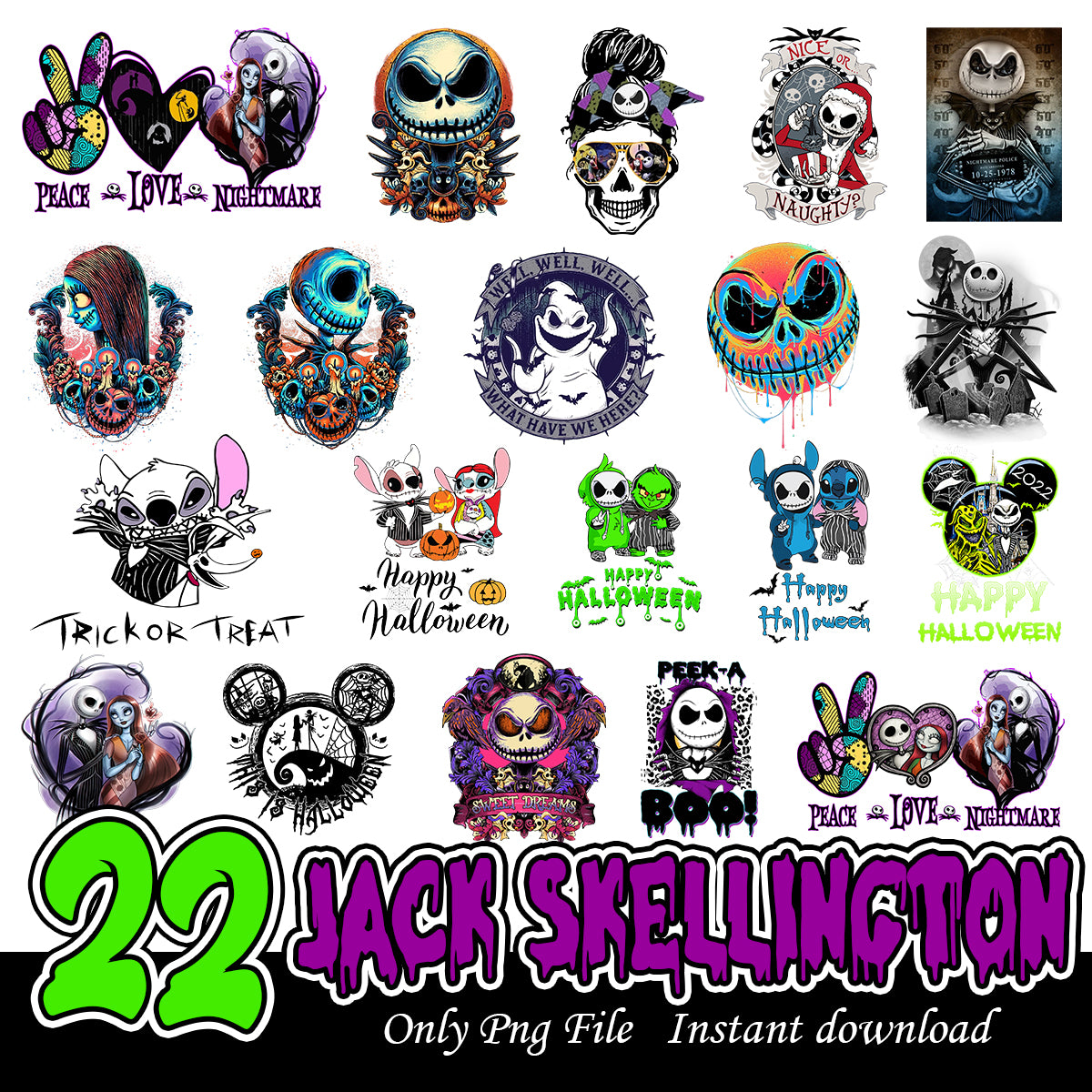 Jack Skellington Bundle Png, Horror killers png bundle