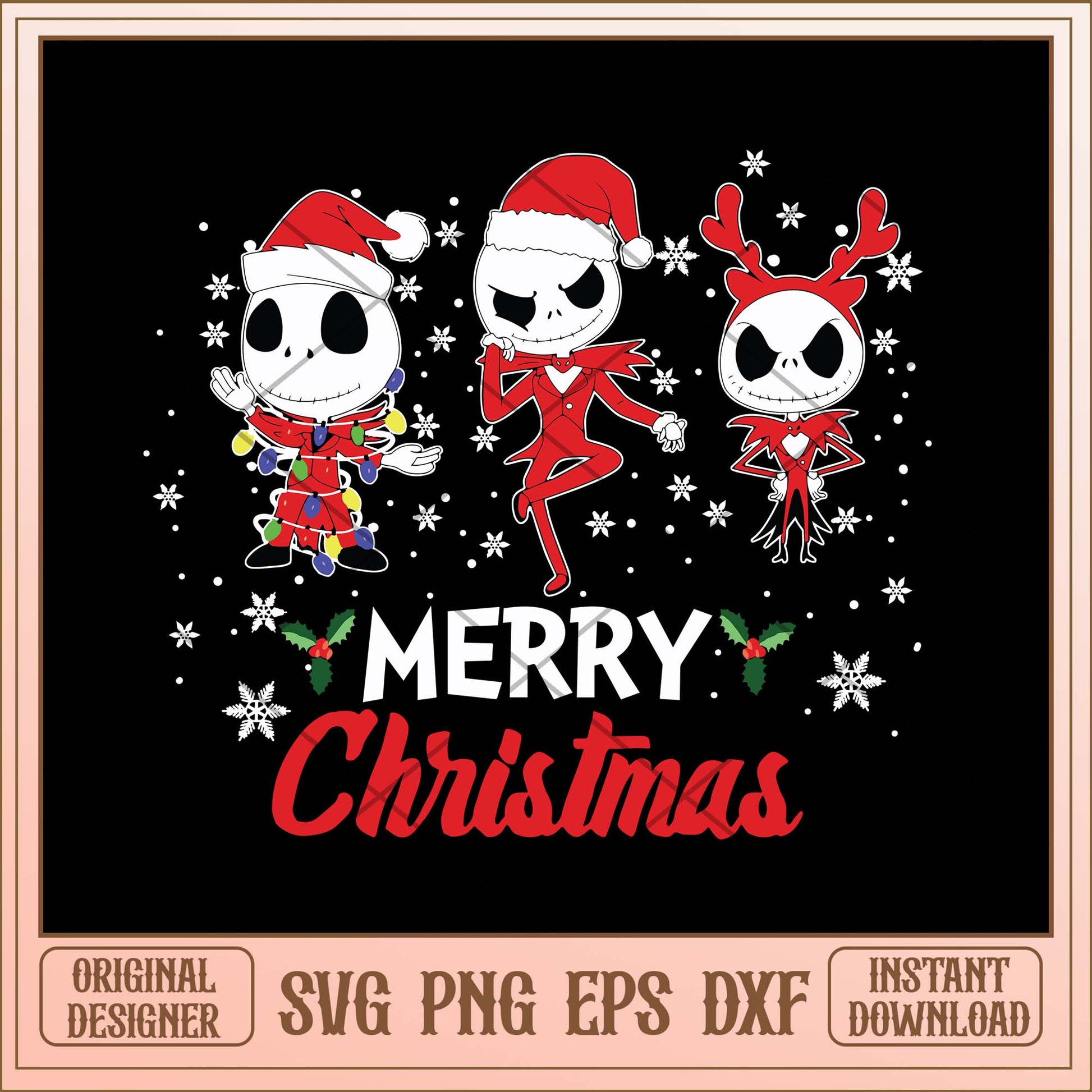 Jack Skellington Merry Christmas svg, Jack Skellington squad Christmas bundle