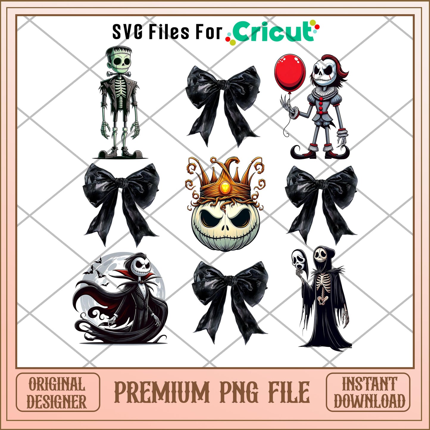 Jack Skellington and black bow png, Jack Skellington  png, halloween png