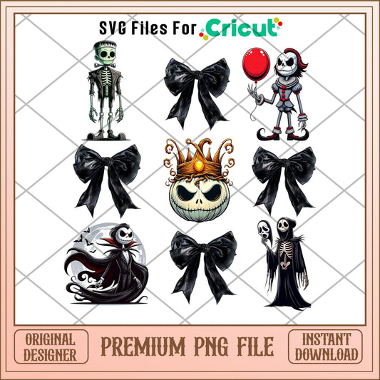 Jack Skellington and black bow png, Jack Skellington  png, halloween png