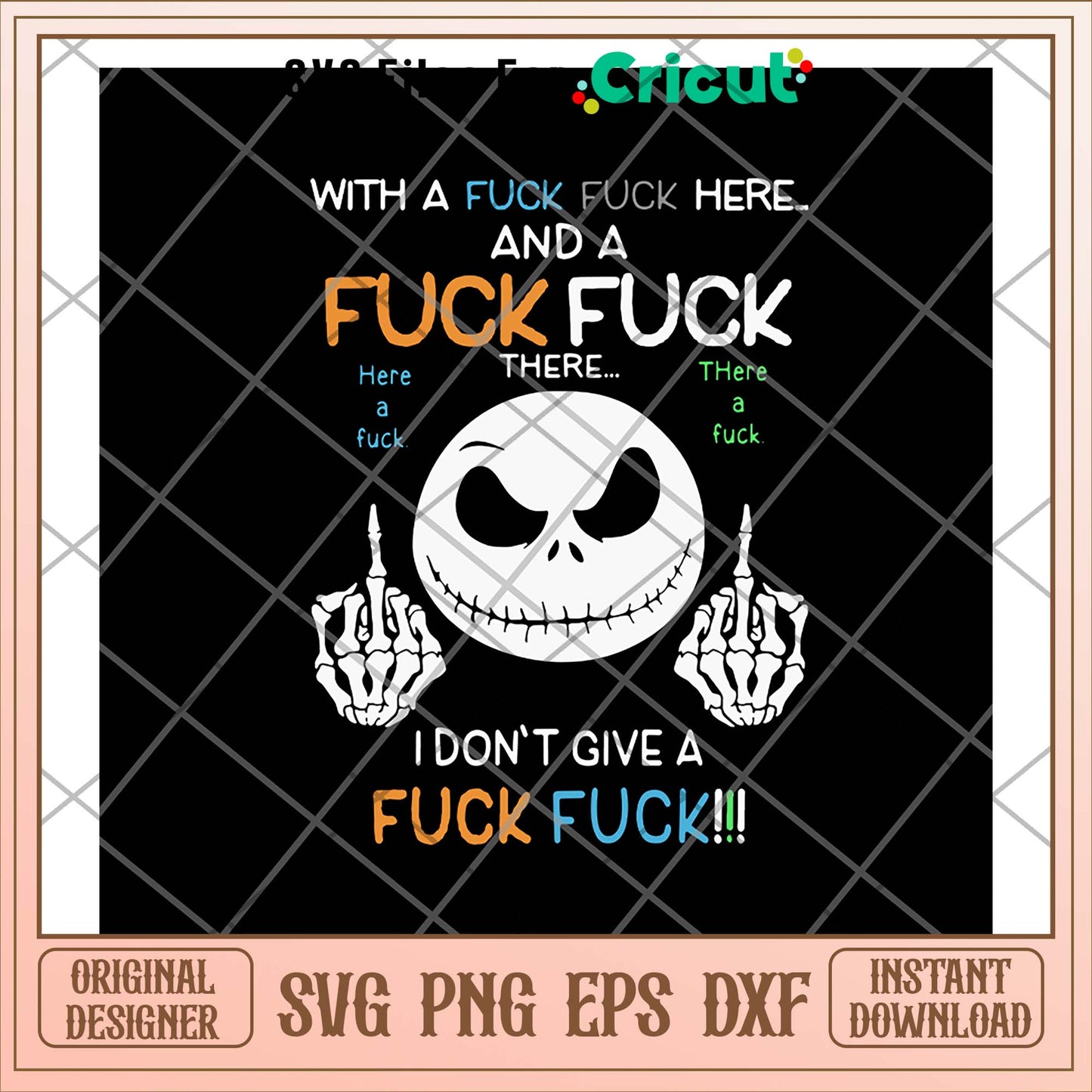 Jack Skellington with a fuck svg, Jack Skellington svg, funny svg