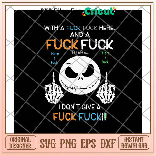 Jack Skellington with a fuck svg, Jack Skellington svg, funny svg