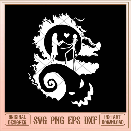 Jack and Sally svg, Jack and Sally couple shadow svg bundle