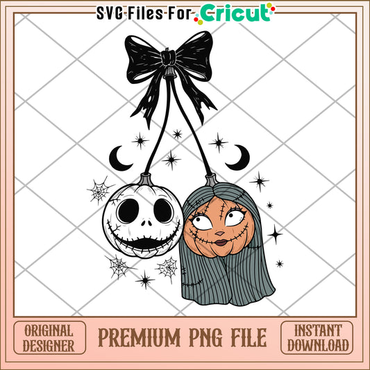 Jack and sally cherry png, halloween png, spooky season png