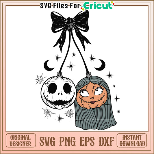 Jack and sally cherry svg, halloween candy svg, trick or treat svg