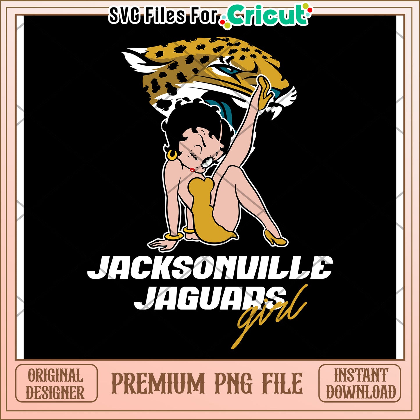 Jacksonville Jaguars Girl PNG File, Premium Design for Cricut