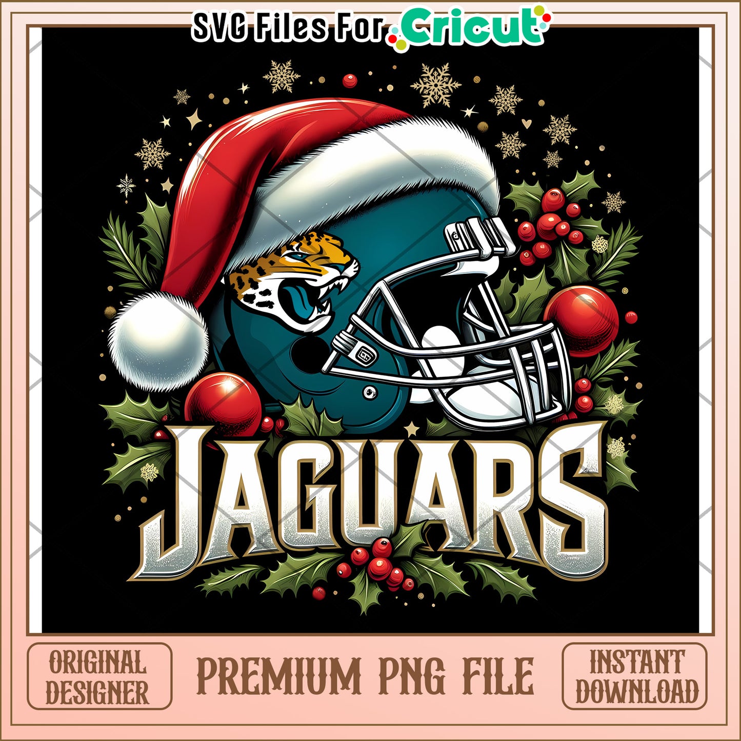 Jaguars Christmas Helmet PNG File, perfect for festive designs