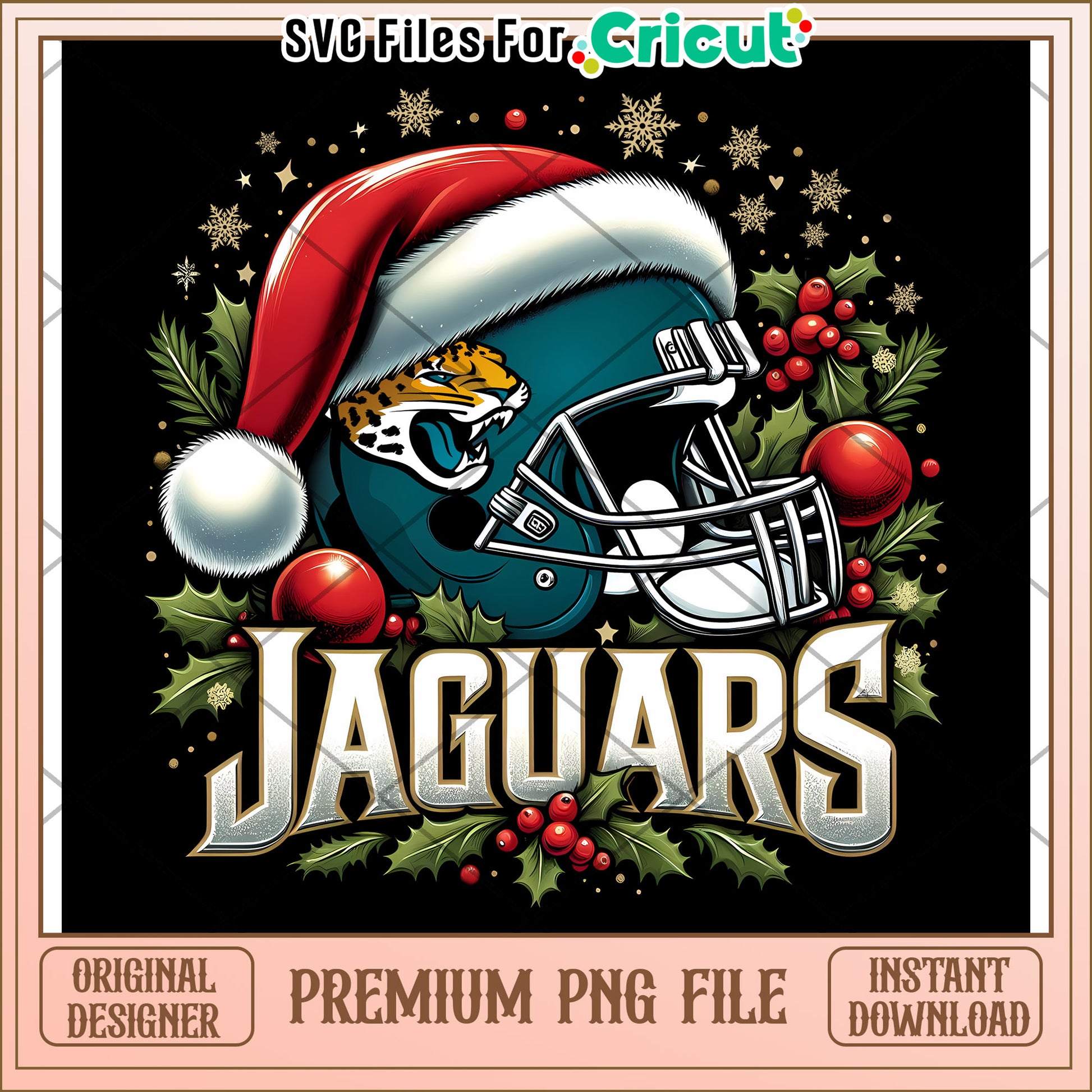 Jaguars Christmas Helmet PNG File, perfect for festive designs
