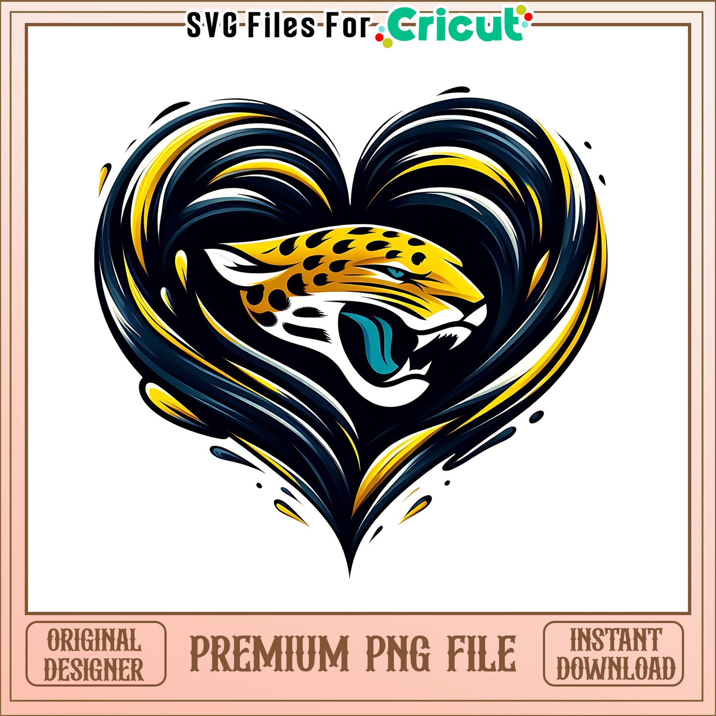 Jaguars logo vintage heart png, Jacksonville Jaguars png, NFL png