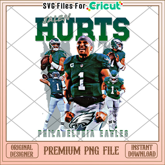 Jalen Hurts Philadelphia Eagles PNG File, Instant Download for Cricut