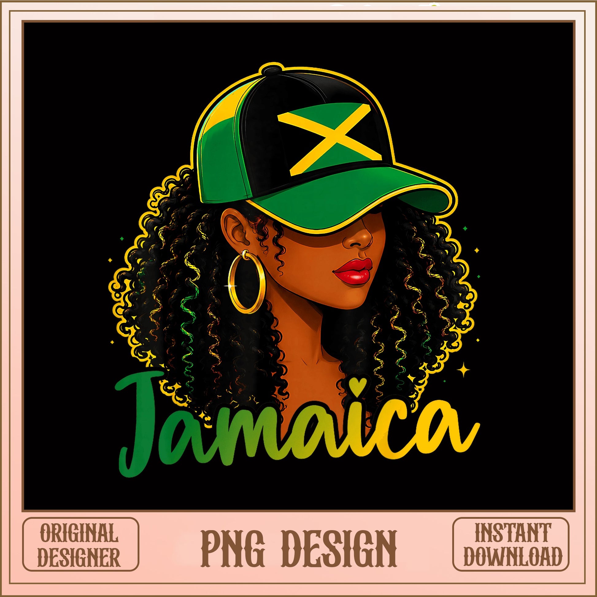 Jamaica Black Woman PNG, Jamaican Flag Girl Sublimation, PNG