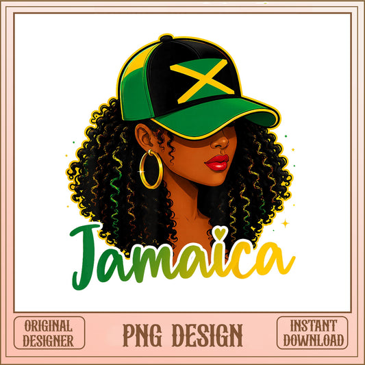 Jamaica Black Woman PNG, Jamaican Flag Girl Sublimation PNG, Afro PNG