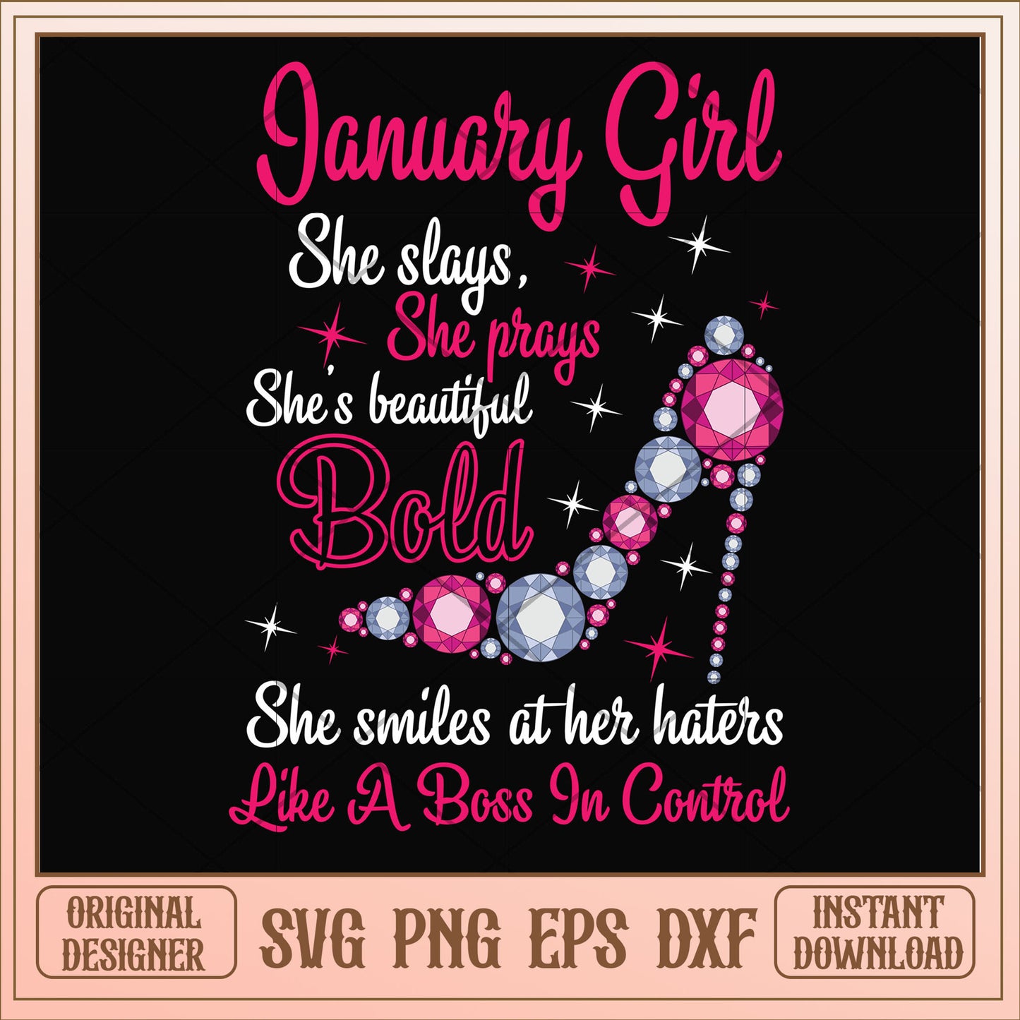 January girl she slays and beautiful bold svg, bold svg, birthday svg