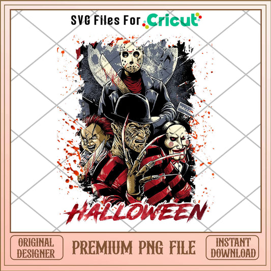 Jason Voorhees and friends halloween png, Horror characters png, Digital Download