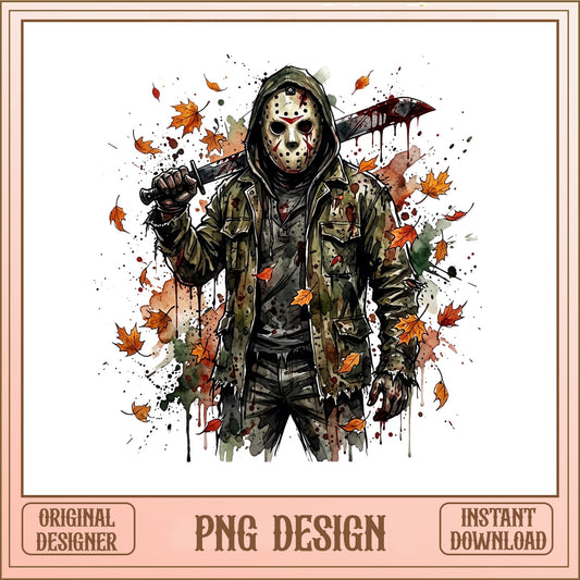Jason Voorhees Watercolor PNG, Horror Halloween PNG, Slasher PNG