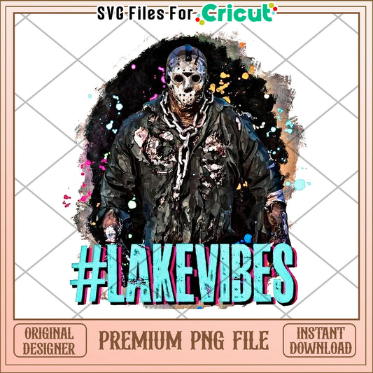 Jason lake vibes png, halloween​ design​ png, halloween costume​ png