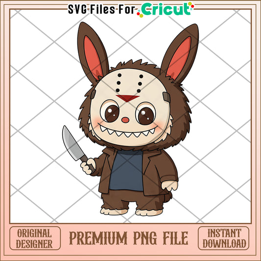 Jason voorhees friday the 13th png, lovely labubu​ png, halloween art​​​ png