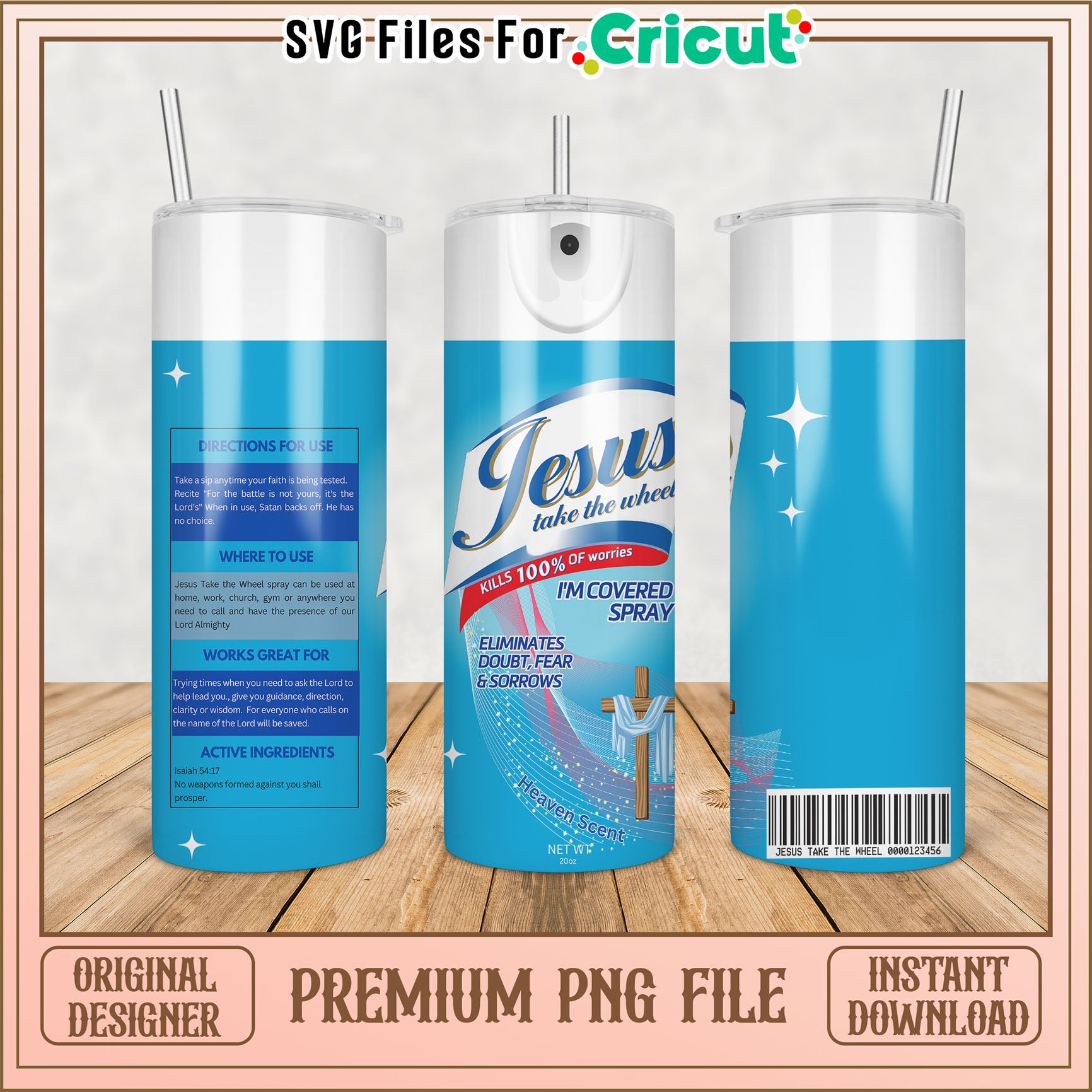 Jesus Take the Wheel Tumbler PNG File for Creative Projects