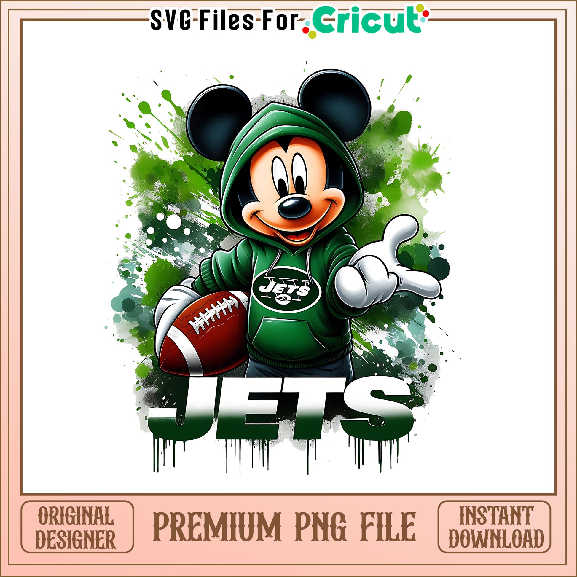 Jets Mickey rugby ball png, New York Jets png, NFL png